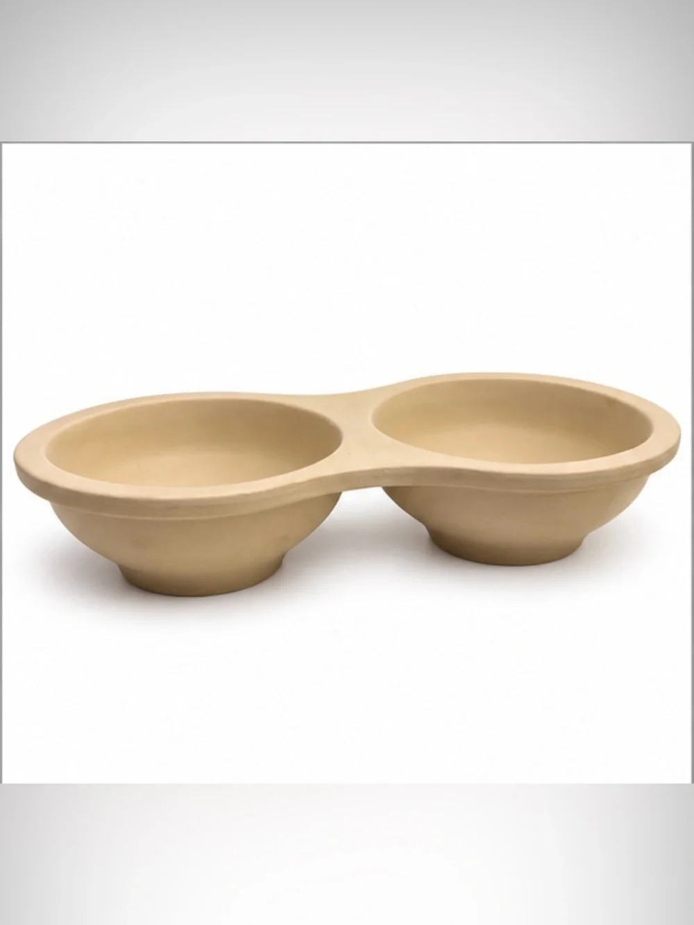 Pampered Chef Beige Stoneware Double Microwave Egg Cooker Dish USA #4144